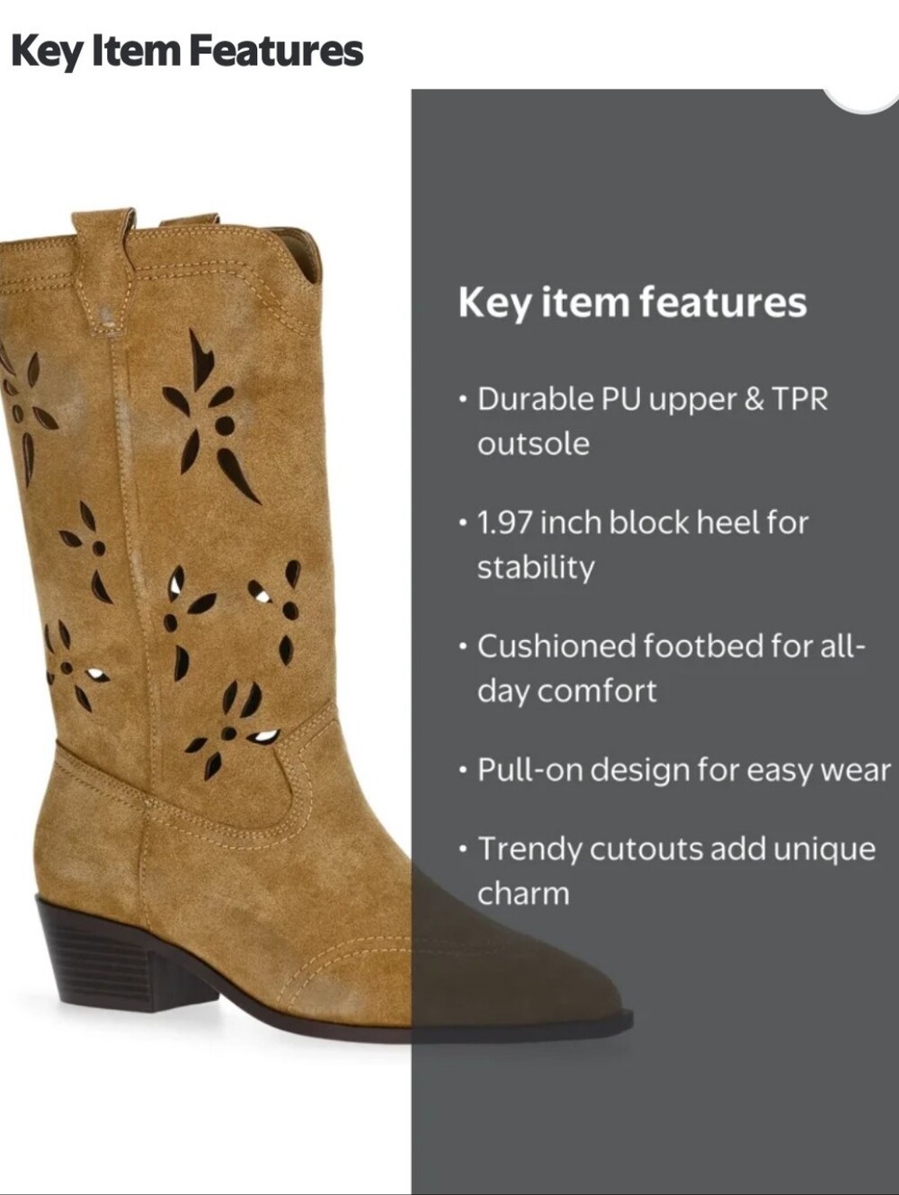 No Boundaries Mid-Calf Western Boots NWT (Walmart) - Picture 6 of 10